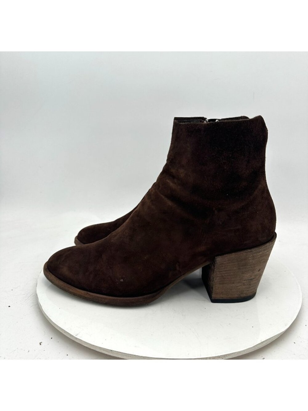 Officine Creative Women Size EU 40 US 10 Dark Brown Suede Side Zip Ankle Boot